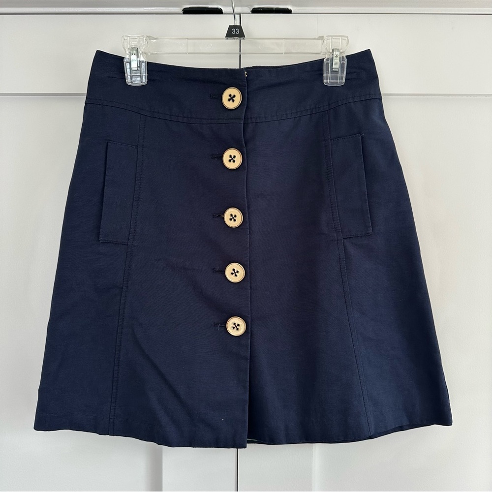 Merona Navy Button Front Skirt